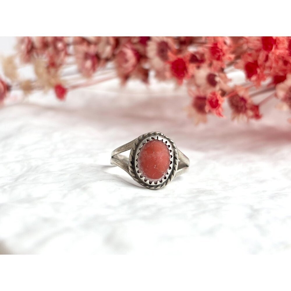 Carnelian Accented Split Shank Sterling Silver 925 Vintage Ring - sz 5.75 - Picture 9 of 14